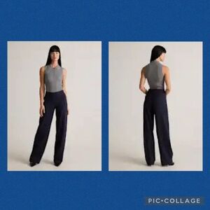 Quince Ultra-Stretch Ponte Wide Leg Pants, Navy